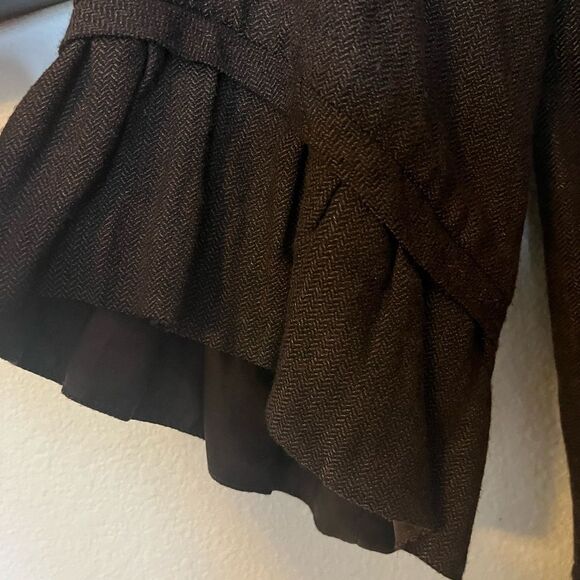 Women's Walter Kimono Jacket SZ XS Wool Brown Ruffle - Picture 14 of 16